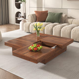 Merax 39.4'' Square Coffee Table, Sliding Top with Ample Storage, Walnut Grain Veneer Finish Modern Center Tables for Living Room Apartment, Walnut Merax
