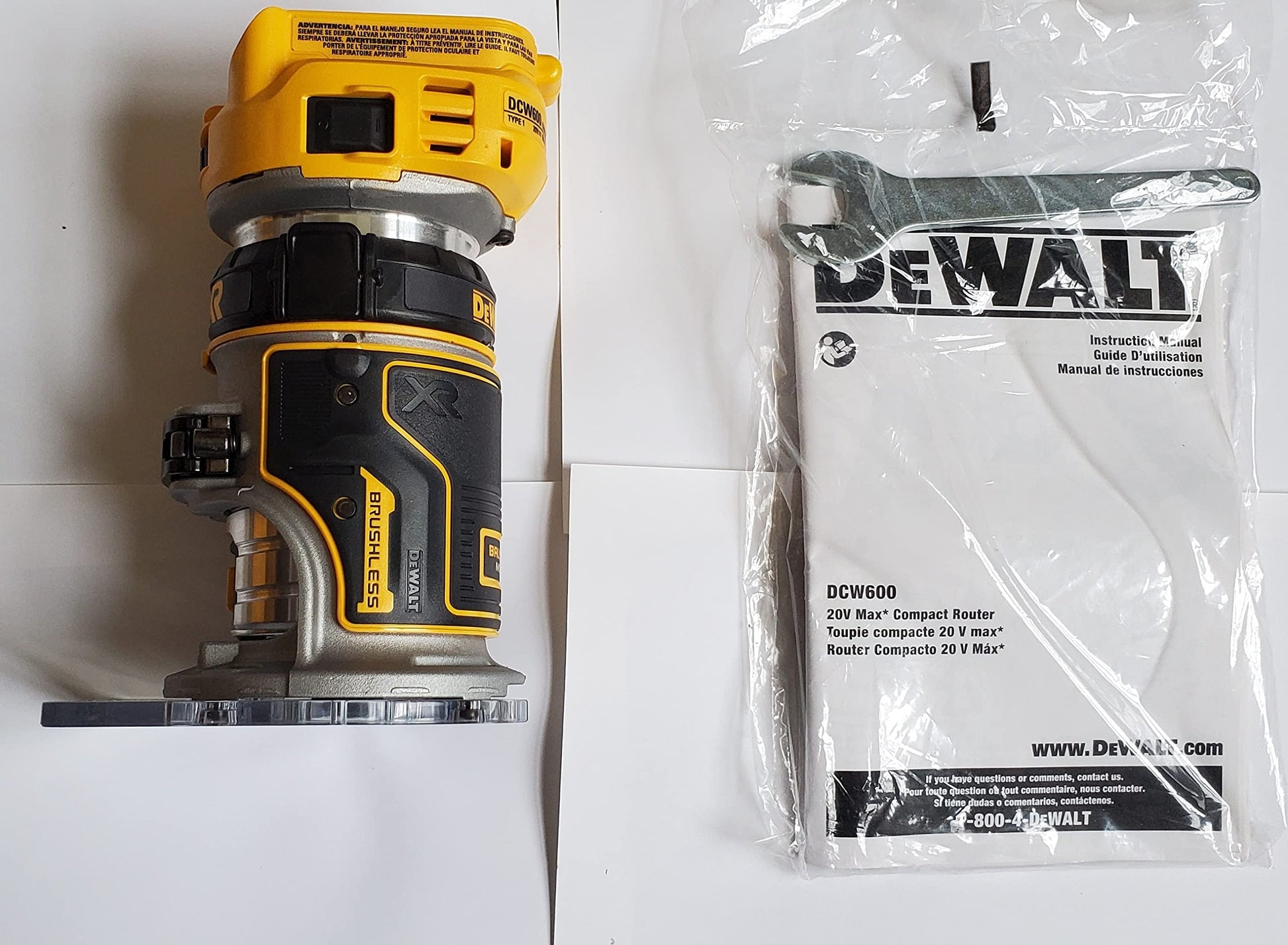 Dewalt DCW600BR 20V MAX XR Brushless Compact Lithium-Ion 1/4 in. Cordless Router (Tool Only) (Renewed) - WoodArtSupply