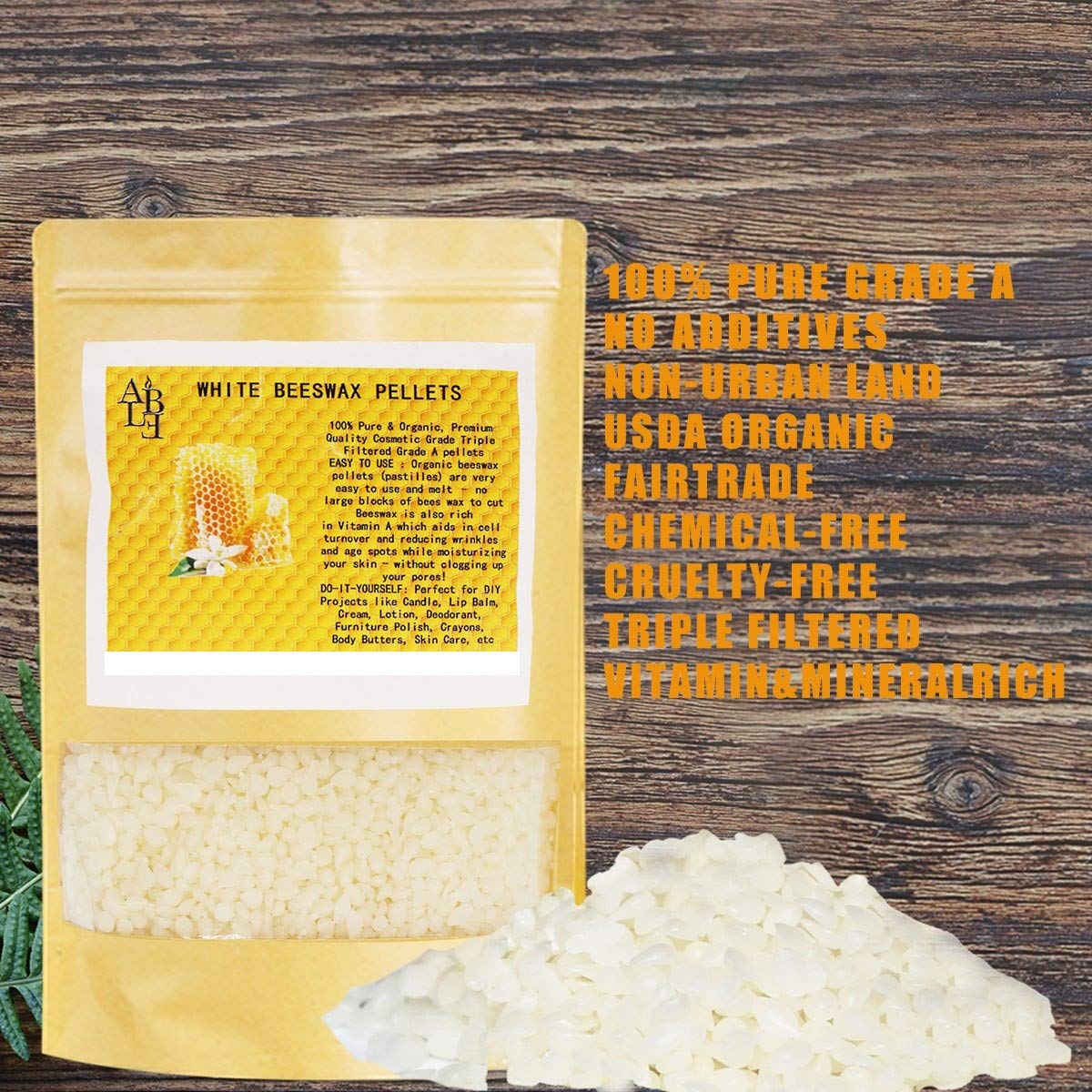 Howemon White Beeswax Pellets 2LB 100% Pure and Natural Triple Filtered for Skin, Face, Body and Hair Care DIY Creams, Lotions, Lip Balm and Soap Making Supplies Howemon