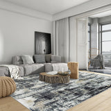 8x10 Area Rugs Washable Rug: Large Modern Abstract Living Room Rug Soft Anti-Skid Thin Carpet Indoor Floor Non-Shedding Carpets for Bedroom Dining Farmhouse Nursery Home Office Black Grey Gold Gent drizz