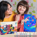 ArtCreativity Water Marbling Paint Art Kit for Kids - Complete Set with 12 Paint Colors, 10 Bags Thickening Powder, 10 A5 Papers, and More - Marble Art Painting Kit - Crafts for Kids Ages 3 and Up ArtCreativity