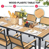 Pamapic 10-Piece Patio Dining Set，Outdoor Aluminum Furniture Set with Plastic-Wood Table Top,Outdoor Furniture Set with 8 Outdoor Stackable Chairs for Patio Garden Poolside (Teak) Pamapic