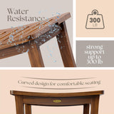 Simplex Teak Shower Bench, Fully Assembled Shower Stool, Water-Resistant Spa Seat, 20.8 Inch Non Slip Shower Bench, Indoor & Outdoor Use SIMPLEX
