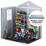 DWVO Outdoor Storage Shed, All-Weather Resin Plastic Storage Shed with Windows, Slanted Roof, Raised Floor, Capacity for Garden Tools & Equipment, Ideal for Backyard & Garden DWVO