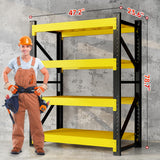 Kobito 4000LBS Garage Storage Shelves, 47" W Garage Shelving Heavy Duty Adjustable Shelving Unit, 4 Tier Metal Utitly Shelves Industrial Shelving for Warehouses,Basement,Black Yellow Kobito