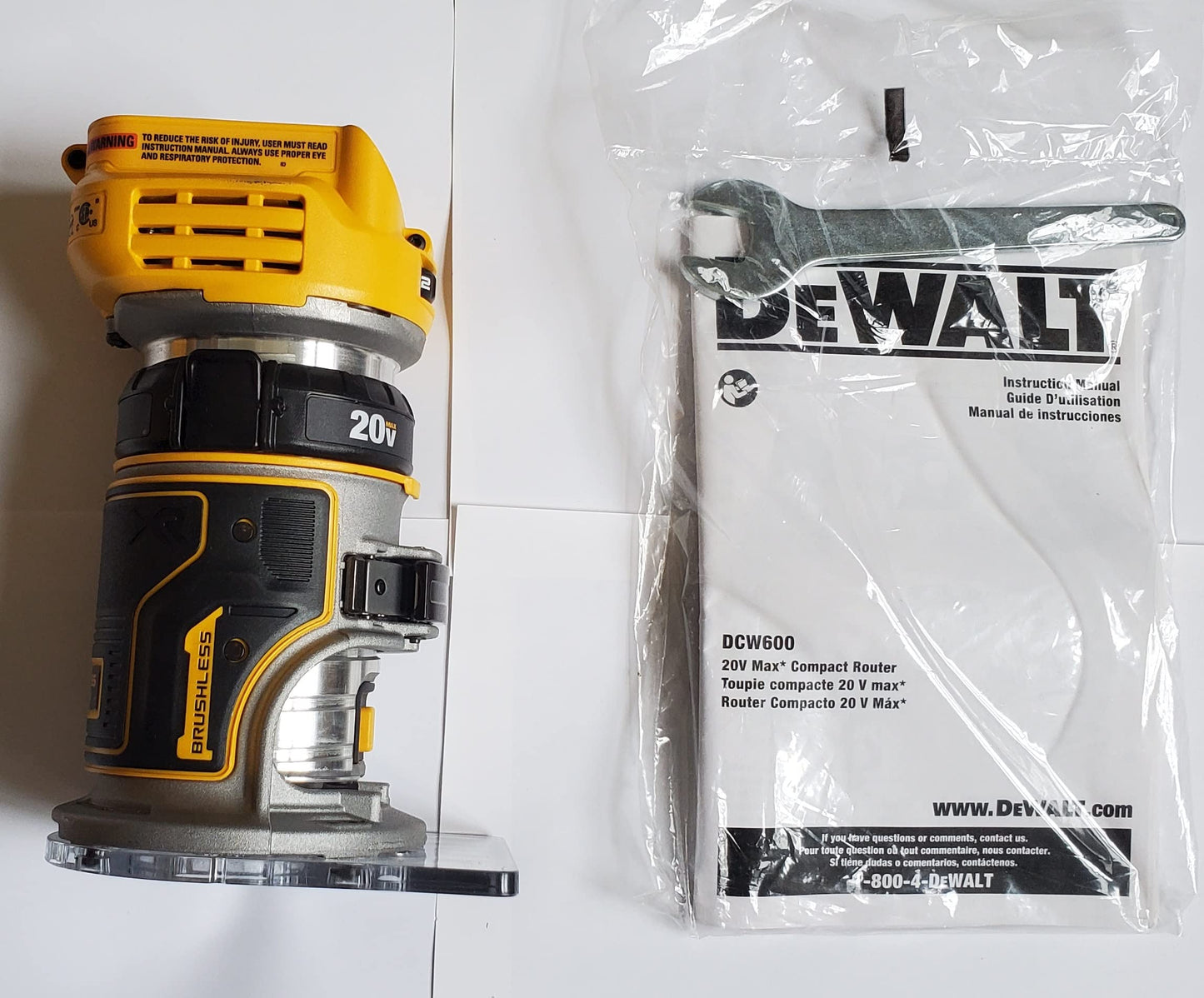 Dewalt DCW600BR 20V MAX XR Brushless Compact Lithium-Ion 1/4 in. Cordless Router (Tool Only) (Renewed) - WoodArtSupply