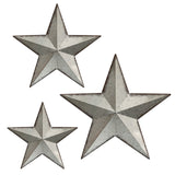 COLLECTIVE HOME - 3 Pcs Metal Barn Star, Galvanized Hanging Wall Decor, Farmhouse Wall Sculpture, 3D 13/11/9.5 Inch Wall Art for Office Living Room Bedroom (Galvanized Star) COLLECTIVE HOME