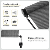 Shade&Beyond Outdoor Roller Shades with Splicing Design, 8' W x 8' H Cordless Patio Roll Up Blinds, Exterior Shade Cloth Roll for Porch, Gazebo, Pergola, Balcony, Gray Shade&Beyond