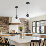 LWWHQ Black Pendant Lights Kitchen Island 2 Pack, Farmhouse Pendant Light, Industrial Clear Glass Pendant Light, 6.5 inches Kitchen Pendant Lighting Over Island Sink Dining Room LWWHQ