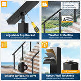 Gyykzz 36" Aluminum Cable Railing Stair Post Perfect for Coastal Projects, 33° Drilled Stair Wire Deck Post for 28-38 Degrees Stair, Black Coating Stair Post for Cable Railing System Outdoor Seaside Gyykzz