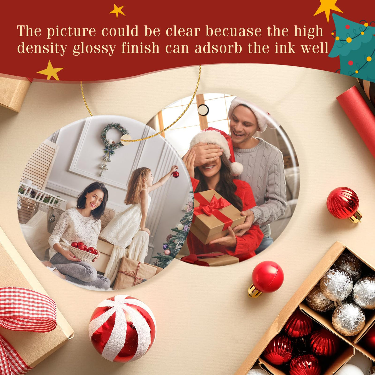 Sublimation Ornament Blanks 4 Inch 10 PCS Christmas Aluminium Round Decoration Aulsetch