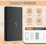 Greenvelly Metal Wardrobe Cabinet with Locking Doors, 72"H Black Metal Wardrobe Closet with Hanging Rods and Adjustable Shelves, Clothing Storage Closet for Home, Office, Employee, Gym (16" D x 32" W) Greenvelly