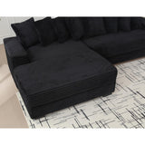 Eafurn Left Facing Oversized Modular Sectional Sofa Two-Piece Cloud Couch with Extra Wide Chaise Lounge, Corduroy Upholstered L Shaped Loveseat Sofa&Couches for Living Room Apartment, Black 111" Eafurn