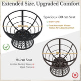 Yaheetech Indoor Papasan Chairs with Thick Tufted Cushions and Frame, Swivel Wicker Ergonomic Lounge Reading Chairs for Living Room/Bedroom, Beige Yaheetech