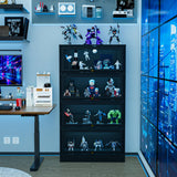 BONITURE Display Cabinet with Acrylic Glass Doors,4-Tiers Curio Cabinet with LED Lighting for Collectibles, Collectibles Toy Organizers Rack & Display Shelf Display Case Storage Cabinet, Black BONITURE