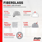 Dynamic WolfJaw Fiberglass Full Brim Hard Hat with Wheel Ratchet Dynamic WolfJaw