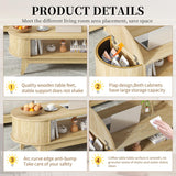 Fsbecl 46.45'' Oval Coffee Tables for Living Room, Mid Century Modern Coffee Table with Storage, Wood Fluted Accent Center Table with Flip-Top Lids for Home,Office (Wood Color) Fsbecl