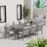 HAPPATIO 9-Piece Patio Dining Set - All Aluminum Table and Chairs for 8, Includes Rectangular Table and 8 Chairs with Cushions, Lawn, Garden HAPPATIO