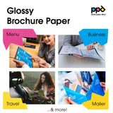 PPD Double Sided Photo Paper, Glossy Brochure Paper 8.5 x 11 for Inkjet Printer, 140 gsm, 6.3 mil Thick for Magazine, Flyer, Presentation, Program, Instant Dry & Water Resistant (100 Sheets) PPD