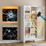 PAOFIN 71" H Locking Display Cabinet with Glass Door, Metal Curio Cabinets with 4 Adjustable Shelves, Tall Liquor Cabinet Display Case for Living Room, Collectibles, Home - Assembly Required White PAOFIN