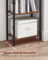 VASAGLE 4-Tier Tall Bookshelf, Bookcase with Steel Frame, Book Shelf for Living Room, Home Office, Study, 9.4 x 15.7 x 42.1 Inches, Industrial Style, Rustic Brown and Black ULLS099B01 VASAGLE