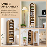 71" Tall Arched Bookshelf Set of 2, 8 Tiers Arch Bookcase with Storage, Modern Farmhouse Book Shelf with Adjustable Shelves, Wood Bookshelf w/Open Display Shelves for Living Room, Office-Natural IFGET