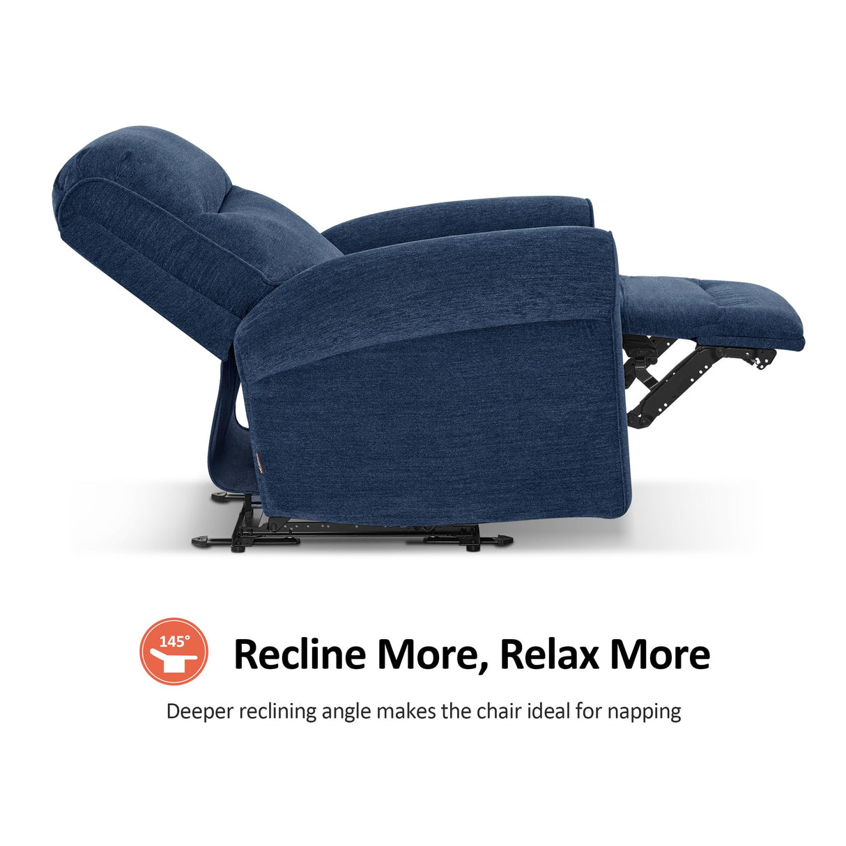 MCombo Power Wall Hugger Recliner Chair for Small Space RV Living Room, USB & USB-C Charging Ports, Modern Rolled Arm Recliner, Fabric PR630 (Navy Blue) MCombo