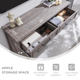 ACCOHOHO Farmhouse 6 Drawer Dresser for Bedroom, 52 Inch Wide Modern Dresser TV Stand with Large Drawers & Bar Handles, Rustic Wood Dresser Chest of Drawers for Bedroom, Living Room, Hallway, Grey ACCOHOHO