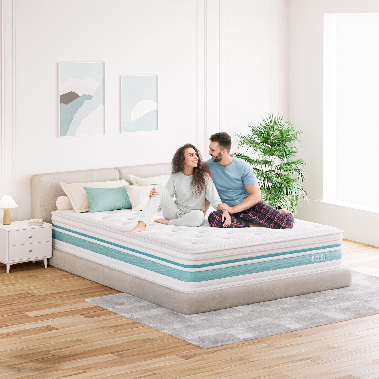 TeQsli Twin Mattress 12 inch Hybrid Mattress with Gel Memory Foam Innerspring Mattress in a Box for Pressure Relief & Cooling Sleep Twin Size Mattress, 100 Nights Trial