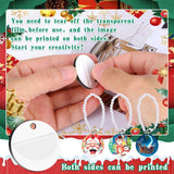 JNENERY Round Sublimation Key Chains Blanks, 60PCS Sublimation Keychain Blanks Bulk, Sublimation Charm Accessories for Cup, MDF Blank Double Sided with Plastic Pearl Chain for DIY and Craft JNENERY