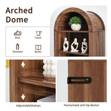 Tall Narrow Arched Bookshelf, 8-Tier Skinny Arch Bookcase for Small Space, Freestanding Storage Organizer with Adjustable Shelves, Open Display Shelves for Living Room, Entryway, Bathroom (Walnut) Turtle&Myrtle