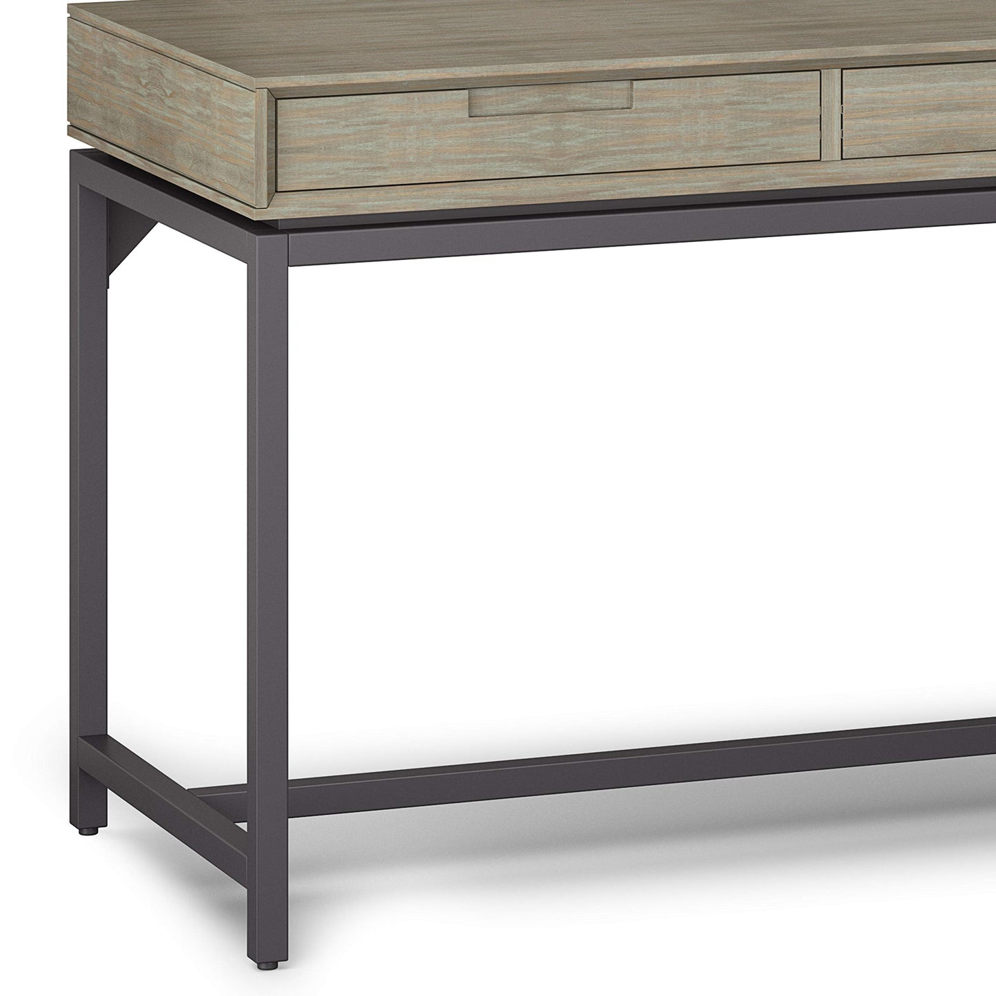 SIMPLIHOME Banting SOLID WOOD and Metal 72 inch Wide Home Office Desk, Writing Table, Workstation, Study Table Furniture in Distressed Grey with 2 Drawers - WoodArtSupply