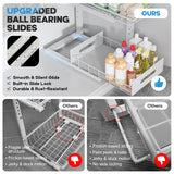 Biboraya 2 Pack Under Sink Organizer with Smooth Ball Bearing Slides,2-Tier Pull Out Cabinet Storage,Slide Out Drawers for Bathroom&Kitchen,Under Sink Shelf,Rust-resistant Coating,Height Adjustable Biboraya