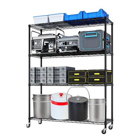 Heavy Duty N.S.F. Certified 4‑Tier Steel Wire Shelving with Wheels, 800 lb Commercial Storage Rack, Adjustable Utility Shelf for Home, Garage, Restaurant Storage Shelves (Black, 46" x 17.7" x 65") Generic