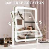 ROLOVE Vanity Mirror with Lights, 12.6"×15" LED Makeup Mirror, Lighted Makeup Mirror with Lights, Smart Touch Control Dimmable 3 Modes Light, Lighted Up Mirror for Makeup Desk, Bedroom, Dressing Room ROLOVE