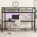 Bellemave Full Loft Bed with Desk, Metal Full Loft Bed Frame with guardrail and Ladder for Adults, Kids, Teens, Black Bellemave