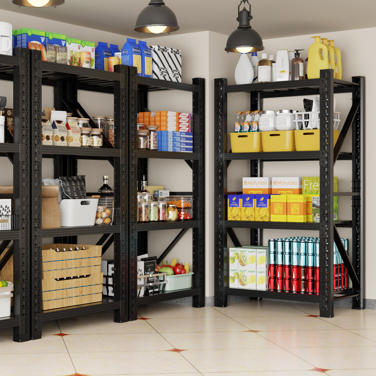 CXUZCZ 3000LBS Garage Shelving 32" W Garage Shelving Heavy Duty 4-Tier Metal Storage Shelves Adjustable Shelf Unit Storage Rack for Basement Supermarket Warehouse 32" W x 20" D x 63" H Black CXUZCZ