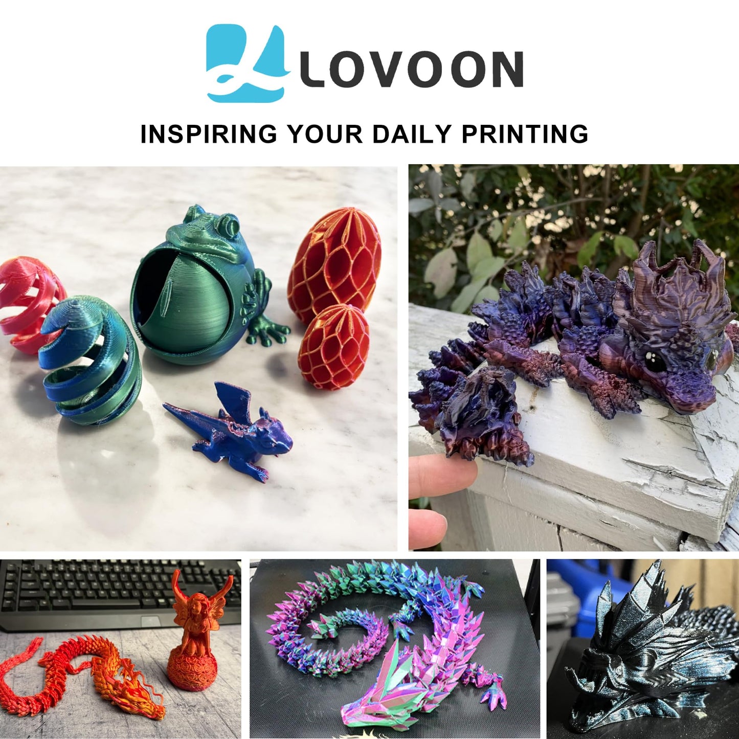 LOVOON Sample 3D Printer Filament Silk PLA,Small Spool Filament 1.75mm for Try,Gift for Child 3D Pen Filament, Gradient Black-Purple,200g/Small Spool - WoodArtSupply