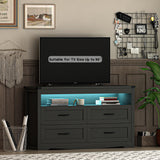 Boonatu Black Dresser for Bedroom with 4 Drawers, Black Dressers & Chests of Drawers Modern Wood Wide Storage Drawers Dressers Organizer with LED Lights for Closet, Hallway Boonatu