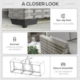 Outsunny Patio Couch PE Wicker Deep Seating Outdoor Sofa with Removable Cushions, 3 Seater Rattan Sofa, Outdoor Furniture for Balcony, Deck, Garden and Poolside, Gray Outsunny