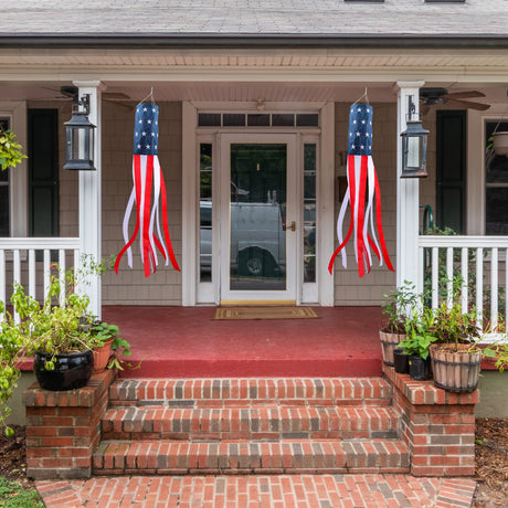 4th of July Decorations,40 Inch American Windsock Heavy Duty,Patriotic Fourth of July Outdoor Decor, American Flag USA Windsock With Embroidered Stars,Red White and Blue Decor for Memorial Day,Outside HOOSUN