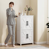 HOMCOM Farmhouse Bathroom Storage Cabinet with 4 Barn Doors, Bathroom Floor Cabinet with 2 Adjustable Shelf, Freestanding Storage Cupboard, White HOMCOM