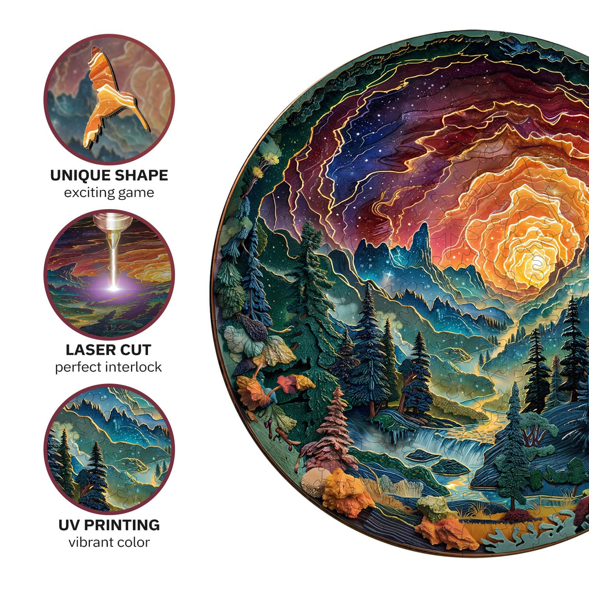 Jigfoxy Wooden Puzzles for Adults, Visual 3D Cave Sky Wood Puzzles Adult, Unique Animal Shape Wooden Jigsaw Puzzles, Birthday Gifts for Puzzles Lovers Family Friend (S-8.5 * 8.5in-100pcs) Jigfoxy