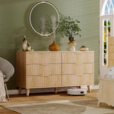 Lulive Dresser for Bedroom Wood Dressers Chest of Drawers, Fluted 53.2" Wide Modern Long Dresser TV Stand 6 Drawers for Bedroom, Closet, Living Room, Hallway (Natural) Lulive