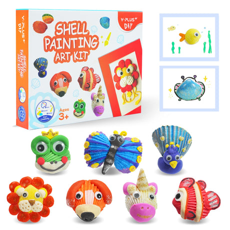 YPLUS Shell Painting Kits for Kids, 50 Pcs Art Craft Activity Toys for Kids Ages 4-6 3-6 4-8, Creativity Gift for Girls Boys, Seashell DIY Set Stocking Stuffers for Kids Toddler YPLUS