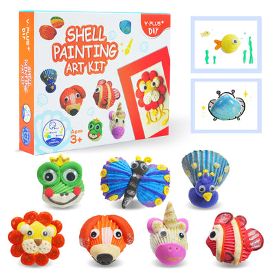YPLUS Shell Painting Kits for Kids, 50 Pcs Art Craft Activity Toys for Kids Ages 4-6 3-6 4-8, Creativity Gift for Girls Boys, Seashell DIY Set Stocking Stuffers for Kids Toddler