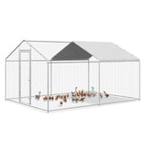 Raysfung Large Metal Chicken Coop, Walk-in Chicken Run Pen with Waterproof Cover, Spire Roof Poultry Cage for Outdoor, Backyard, Farm(9.7'Wx12.99'Lx6.4'H) Raysfung