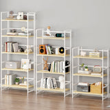 BHG Vintage Multifunctional Folding Bookshelf, No-Assembly Plant Stand Storage Rack Shelves for Home Office (White, 5-Tier) BHG