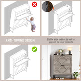 Nicetree Shoe Storage Cabinet with 2 Flip Drawers, Freestanding Shoe Organizer, Shoe Cabinet with Metal Legs, Narrow Shoe Rack Cabinet, Farmhouse Slim Shoe Cabinet for Entryway, Hallway, Rustic Gray Nicetree