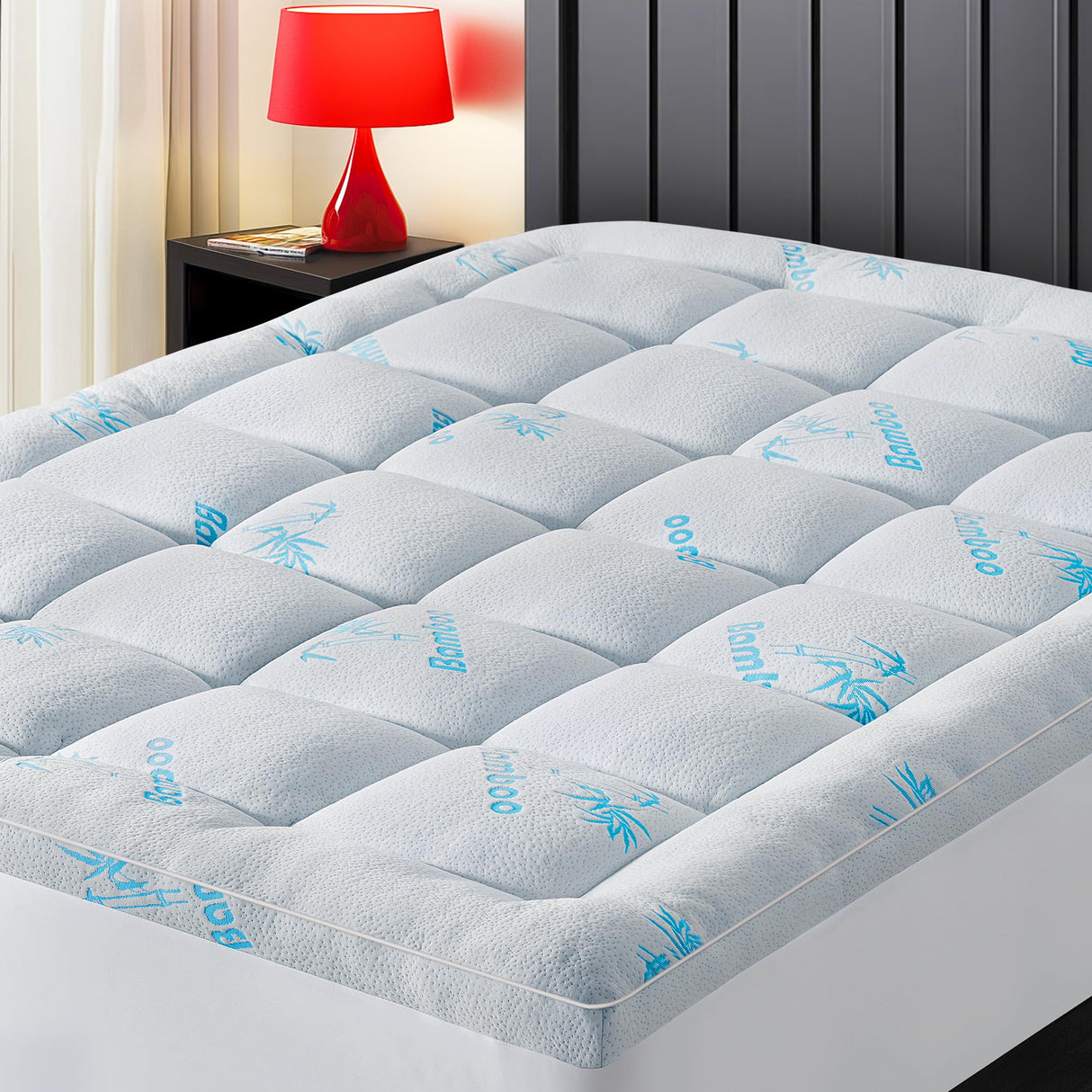 KELTARO Mattress Topper Full Size,Viscose Made from Bamboo Extra Thick Mattress Pad 8-21" Deep Pocket Soft Down Alternative Fill Mattress Protector Pillow Top Mattress Cover(54x75 Inches) KELTARO